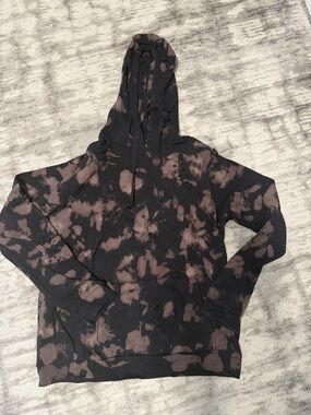 Katie J Tie-Dye Black & Brown Distressed Pullover Hoodie